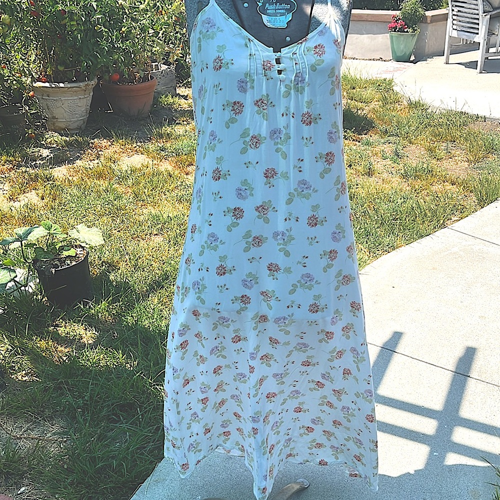 Vintage Laura Ashley White floral maxi slip dress vintage 90’s summer dress szM